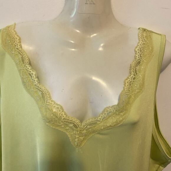 VTG Y2K 90s Faded Glory Green Lace Trim TankTop Sleeveless Fairy VNeck Women XL - Picture 6 of 9